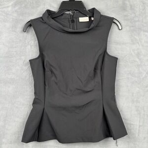 Eva Mendes New York‎ Company Black Sleeveless Mock Neck Peplum Top Women's XS